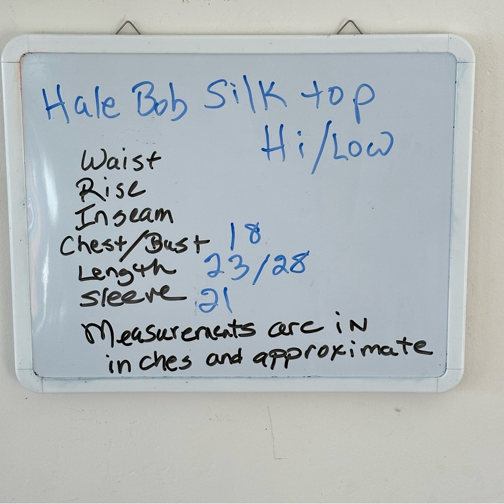 Hale Bob Green Chartreuse Print Silk Bell Sleeve Pullover Top Size S - Picture 12 of 12